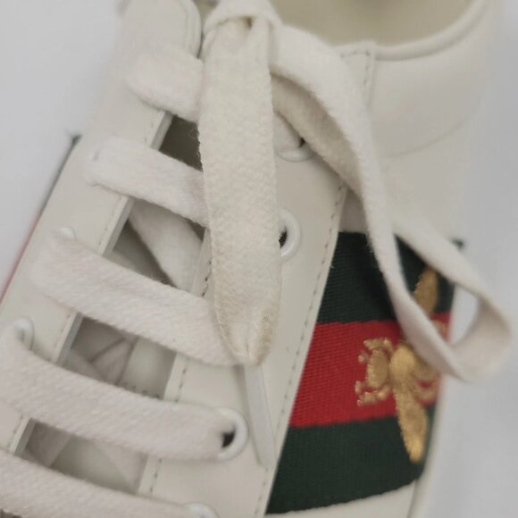 (65361-1) Gucci White Bee Runner Shoes - Size 8 Men's - Picture 9 of 15